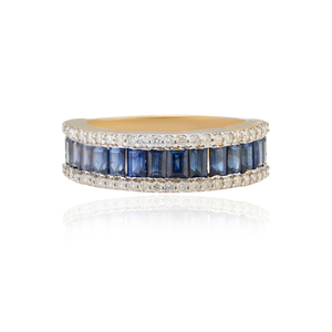 18K Solid Gold Oval Labradorite & Diamond <b>Stacking</b> Wedding <b>Ring</b> - Product Image 1