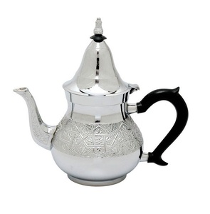 Best Quality Silver Plated Metal Arabic Coffee Tea Pot With Black <b>Handle</b> Handmade Dallah for Home Kitchenware Tabletop Usage - Product Image 1