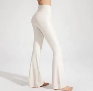 High Waist <b>Flared</b> <b>Leggings</b> Solid Color Full Length Stretchy Breathable Spandex Knitted Women's All Seasons Sporty Style - Product Image 6