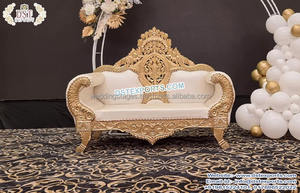 Lujoso escenario de recepción de boda, sofá de boda de madera tallada con sillas, conjunto de sofá de boda de diseñador tallado a mano - Product Image 5