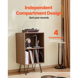 3 Tiers Turntable <b>Stand</b> with <b>Record</b> Storage Bedroom Living Room Metal Legs Vinyl <b>Record</b> Storage Cabinet TV <b>Stands</b> - Product Image 3
