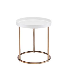 21.75\" Mid Century Edie Side <b>Table</b> White with <b>Copper</b> Legs Lipped Edge Coffee <b>Tables</b> - Product Image 1