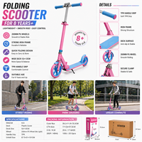 Trottinette à grandes roues de 200 mm avec poignée en TPR, trottinette avec mécanisme de pliage innovant
