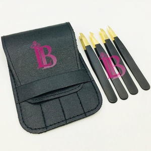 Set de Cejas Negro con Detalles Dorados, Pinzas para Cejas con Mango Liso, Personalización de Logotipo, Hecho a Mano, Sostenible, MOQ Bajo - Product Image 4