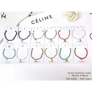 6 <b>Mixed</b> Styles of 3cm Crystal Elastic Bracelets & Bangles with Stainless Steel Accessories-PULSERA Collection - Product Image 1