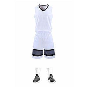 Ensemble d'uniformes de basketball pour hommes, couleur personnalisée, rayé, manches longues, short, 100% polyester, séchage rapide, respirant, anti-humidité, sport - Product Image 5