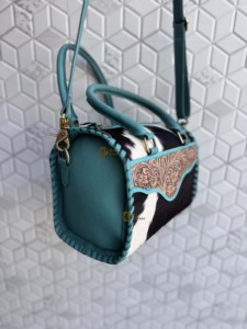 Bolso de Hombro para Mujer, Estilo Bohemio, Hecho a Mano, con Grabado en Cuero, Color Turquesa, Novedad 2026 - Product Image 2