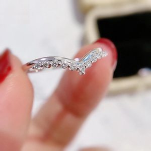14k 925 Sterling <b>Silver</b> Chevron Wedding <b>Ring</b> Pave Lab Diamond CZ <b>Stacking</b> <b>Ring</b> Pave Lab Diamond Cz <b>Stacking</b> <b>Ring</b> Handmade Gifts - Product Image 1