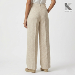 Pantalones de vestir de espiga para mujer, personalizados OEM, 230 g/m², viscosa y algodón, suaves y transpirables, fabricante de ropa al por mayor - Product Image 4