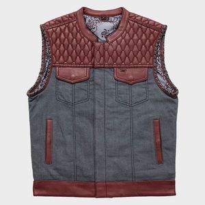 เสื้อกั๊กเดนิมผู้ชายสไตล์คลับ หนังแท้ 100% กันน้ำ แห้งเร็ว - Product Image 1