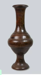 Support de bougie en bois tourné artisanal traditionnel, vase pilier décoratif de luxe poli foncé pour table moderne, maison ou bureau - Product Image 5