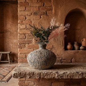 Grand vase urne rustique en terre cuite Bajo, fait main, pot en argile décoratif, récipient de sol en céramique, fournisseur en gros - Product Image 6