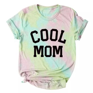 Camiseta con estampado de letras MOM para mujer, blusa holgada de manga corta con cuello redondo y estampado Tie-Dye - Product Image 2