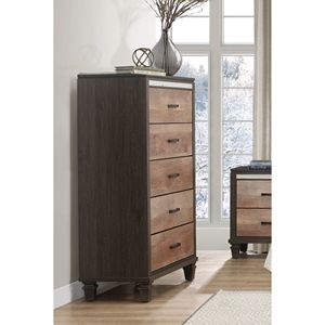 Cassetti in legno stile rustico moderno 1 pezzo cassettiera 5x con finitura bicolore per mobili camera da letto - Product Image 4