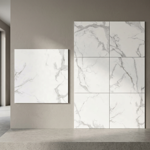 Azulejos de porcelana alemanes Satuario de 800x800 mm, azulejos brillantes de 80x80 cm, azulejos de cerámica para pared y suelo con efecto mármol Carrara, azulejos vitrificados de Foshan. - Product Image 1