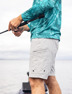 <b>Men's</b> Light <b>Grey</b> Solid <b>Cargo</b> Shorts Button Closure Casual Fishing Knee Length UPF 50 - Product Image 6