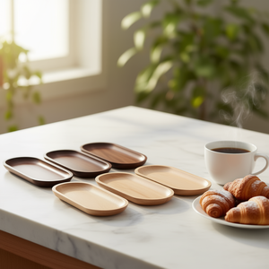 ถาดเสิร์ฟไม้พรีเมียม ถาดตกแต่งพิมพ์ลาย สำหรับชา กาแฟ ขนมขบเคี้ยว หรืออาหารเช้า - Product Image 1