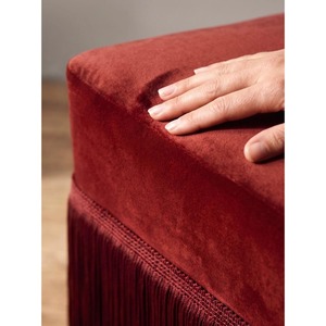 Pouf triangulaire en velours avec franges, style bohème, ottoman en tissu, décoration de salon - Product Image 4