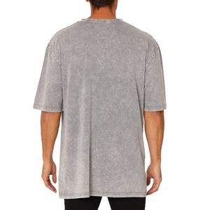 2025 verano Vintage desgastado lavado hombres de gran tamaño 100% algodón peso pesado ácido camiseta logotipo personalizado patrón sólido - Product Image 3