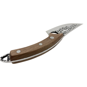 Cuchillo de caza Drop Point con hoja de acero de Damasco, mango de madera, grosor de 0.6 mm y borde biselado - Product Image 6