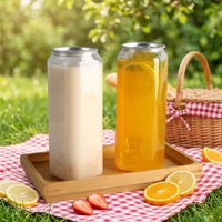 Bouteille en plastique PET 8oz/11oz/12oz/16oz avec couvercle en aluminium, anti-fuite, logo personnalisable, pour boissons gazeuses, boissons non alcoolisées, boissons énergisantes