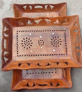 Juego de Bandejas de Servir de Madera Hechas a Mano, Estilo Rústico, para Desayuno, Café, Té, Decorativas para Otomana, Cocina, Comedor, Decoración del Hogar, Regalo - Product Image 4