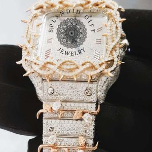Reloj de Diamantes de Lujo Splendid Gift Jewelry, 28 mm, Moissanita/Brazalete de Plata, Cuarzo Analógico, Movimiento ETA, Esfera con Números Romanos, Zafiro - Product Image 4