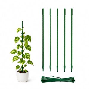 Bâtons de soutien pour plantes, lot de 5 piquets en fer verts pour plantes grimpantes avec conception connectable pour plantes grimpantes d'intérieur et d'extérieur - Product Image 1