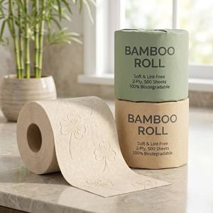 Rouleaux de <span class=keywords><strong>papier</strong></span> <span class=keywords><strong>toilette</strong></span> OEM personnalisés super doux 3 plis gaufrés à âme blanche avec emballage extérieur imprimé sur mesure - Product Image 1