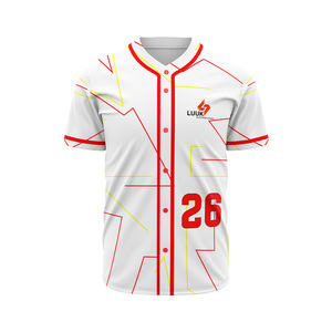 Maillot de baseball d'équipe pour adulte LUUK personnalisé, imprimé, respirant, à séchage rapide, 100 % polyester, col en V, manches courtes, fermeture entièrement boutonnée - Product Image 2