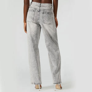 กางเกงยีนส์ทรงตรงเอวสูงสำหรับผู้หญิง แฟชั่น รับผลิตโลโก้ตามสั่ง บริการ OEM ODM สำหรับแบรนด์สตรีทแวร์ - Product Image 5