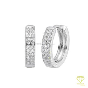 Timeless Moissanite Diamond <b>Hoop</b> Earrings 925 <b>Sterling</b> <b>Silver</b> Elegant Designer Jewelry Gift For Women - Product Image 6
