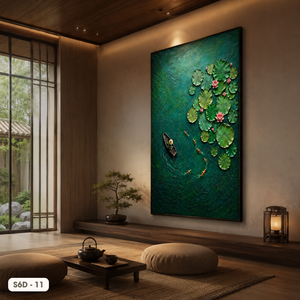 Pintura de Flor de Loto en Seda Hecha a Mano de Alta Calidad, Arte Oriental Tradicional para Decoración de Pared, Regalo Artesanal de Vietnam - Product Image 5