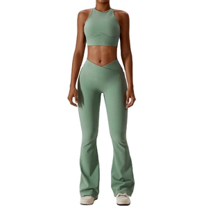 Seamless Women Yoga Set Sports Bra & Gym <b>Leggings</b> 2pcs Fitness Rib Tracksuits Sportswear for Gym & Yoga Sports Suits - Product Image 4