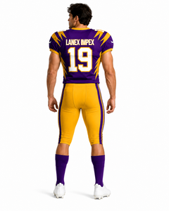 Uniforme de Fútbol Americano para Hombre, Diseño de Primera Calidad, Color Morado y Amarillo, Sublimado, Conjunto de Jersey y Pantalones, Número 19, Poliéster Transpirable - Product Image 4