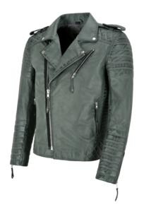 Blouson Bomber Homme en Cuir Véritable Écologique Col Montant Style Moto Coupe Droite Fermeture Éclair Avant Uni Automne - Product Image 3