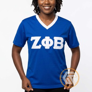 T-shirts personnalisés GREEK TREASURES Zeta Phi Beta pour femmes, col en V, manches courtes, logo, 100% coton, respirant, écologique - Product Image 3