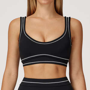 Soutien-gorge de sport bicolore pour femme, nouvelle collection, maintien fort, grande taille, en nylon, idéal pour la gym - Product Image 3