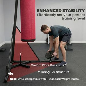 Support de boxe autoportant réglable en hauteur de 72,8 à 90,9 pouces avec sac de frappe en toile rouge pour adultes - Product Image 6