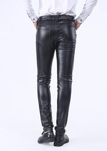 Autumn and Winter New <b>Explosive</b> Men's Leather Pants Solid <b>Color</b> PU Leather Pants Men's Casual Leather Pants - Product Image 2