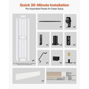 Porta Scorrevole a Soffietto in MDF da 36x84 Pollici, Design Salvaspazio a Telaio a H con Kit Ferramenta per Armadio Scorrevole, Richiede Montaggio - Product Image 5