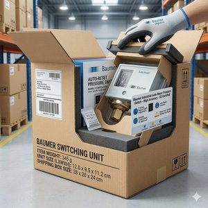 Interruptor de Presión con Reinicio Automático Baumer UT10, 1/4 BSP, 0-10 Bar, SPDT, 15A, 220V, Diferencial Ajustable, IP32, para Compresor, Bomba, Caldera - Product Image 2