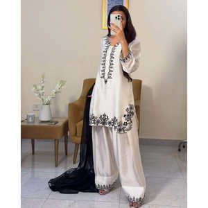 Top de fiesta de mujer de diseñador y conjunto Palazzo con atuendo de noche elegante Dupatta - Product Image 4