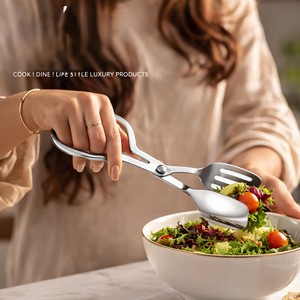 Stainless Steel Rust Resistant Scissor <b>Tong</b> for Kitchen & <b>Serving</b> | Multipurpose Salad Bread & Food <b>Serving</b> | Silver | 25 cm - Product Image 2