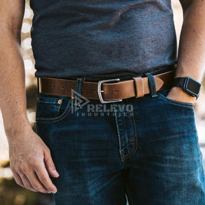 Ceintures en cuir vieilli vintage, ceintures décontractées en gros pour hommes, sangles en cuir de vachette personnalisées gaufrées, articles en cuir tendance B2B - Product Image 2