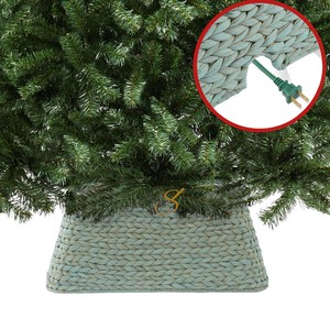 Sage Green Square Water Hyacinth Christmas Tree Collar Cord Cutout <b>Split</b> Xmas Tree Base Box For Holiday Decoration - Product Image 3