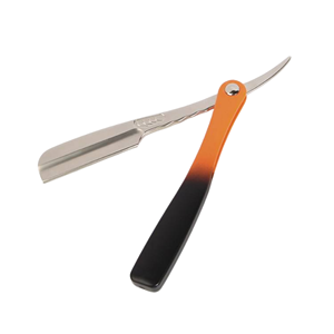 Straight Edge <b>Razor</b> Custom Logo Orange Black Gradient Handle Barber Salon Manual Super Stainless Steel <b>Blade</b> - Product Image 1