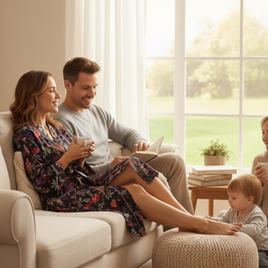 Bata Kimono Floral Negra Ecológica para Mujer, Cuello en V, Mangas Largas, Largo Completo, 2 Bolsillos Delanteros, Ropa de Dormir, Ropa de Estar por Casa Sostenible - Product Image 5