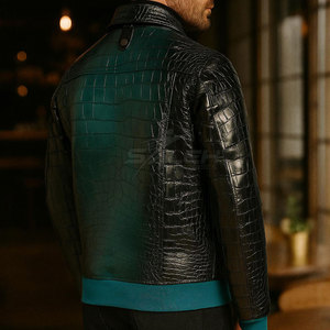 Stylish Genuine <b>Leather</b> Outerwear With Decorative Raised Pattern And Smooth Lining For Daily Wear Embossed <b>Leather</b> <b>Jacket</b> - Product Image 4
