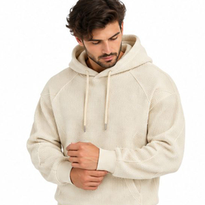 Vente en gros de sweats à capuche pour hommes en tricot gaufré, personnalisables, à manches longues, style streetwear décontracté, fabricant de vêtements - Product Image 6